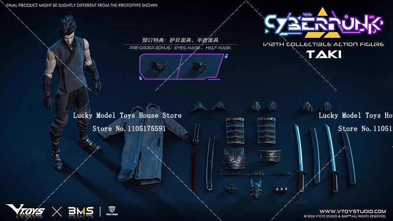 VTOYS x BMS 1/12 Punk Style Japanese Samuari Taki Anime Boy Action Figure Collection Display VSD010 6inch Soldier Model Gifts