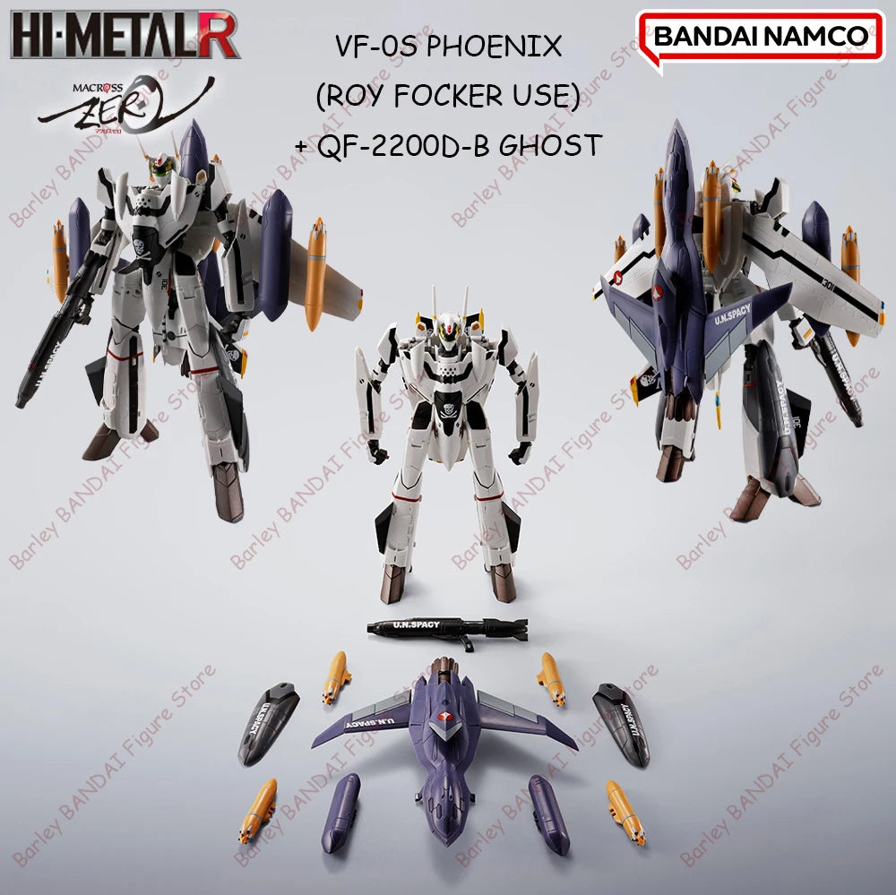 Original In Stock BANDAI Macross Zero VF-0S PHOENIX (ROY FOCKER USE)+QF-2200D-B GHOST Action Figures Boxed Collection Model Toys