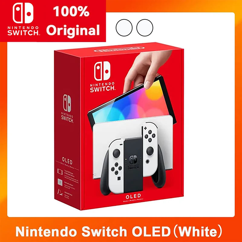 Nintendo Switch OLED Video Game Console with Joy Con 7 inch OLED Screen 64GB White/Blue Red Support TV Tabletop Handheld Mode