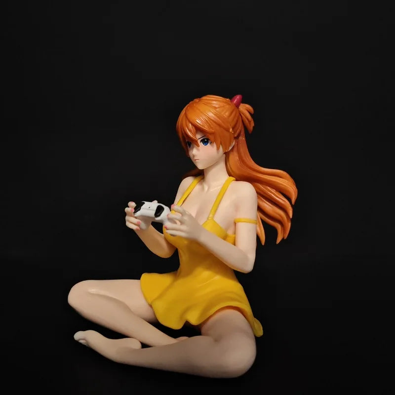 Anime Figure Asuka Langley Soryu Sitting Pose Pretty Girl Pvc Model Desktop Ornament For Adult Anime Collection Decoration