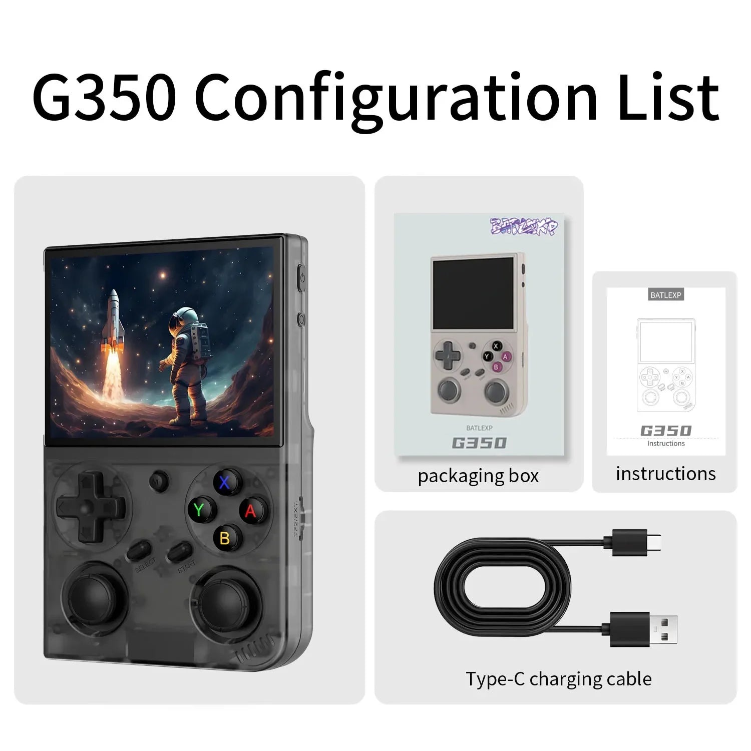 G350 Portable Handheld Game Console 3.5'' IPS Screen Linux System 3200mAh Dual Joystick 640x480 Retro Game Video Player Gift