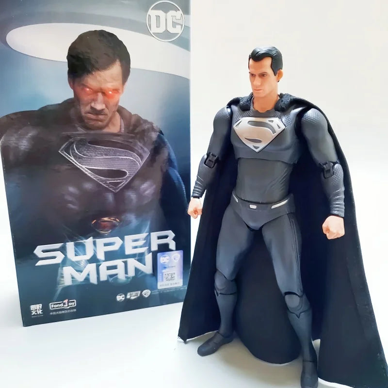 Original Fondjoy Dc Authentic Authorization Justice League 1/9 Black Superman Handmade Joint Moving Dolls Models Toys Gifts