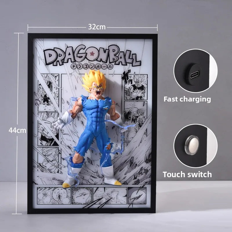 Dragon Ball Action Figures Vegeta 3D Stereo Decor Lamp Painting Goku Poster Anime Figures Creative Stereo Painting Birthday Gift