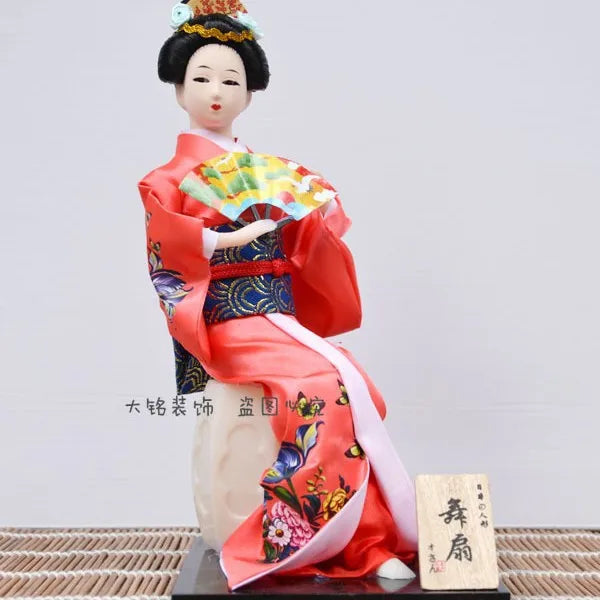 12inch Japanese Geisha Doll Statuette Sitting Figurine Japanese Kimono Kokeshi Kabuki Geisha Handicraft Ornament Birthday Gift