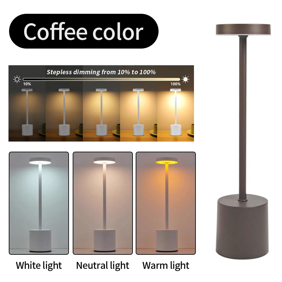 USB Rechargeable Led Night Light Desk Lamps 3 Color Touch Table Lamp Infinitely Dimmable Dining Bedside Lights Room Decor Gift