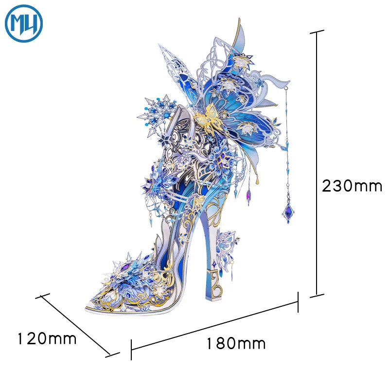 MU Snow Love Magic Crystal Shoes 3D Metal Puzzle Assembly Model Handmade DIY