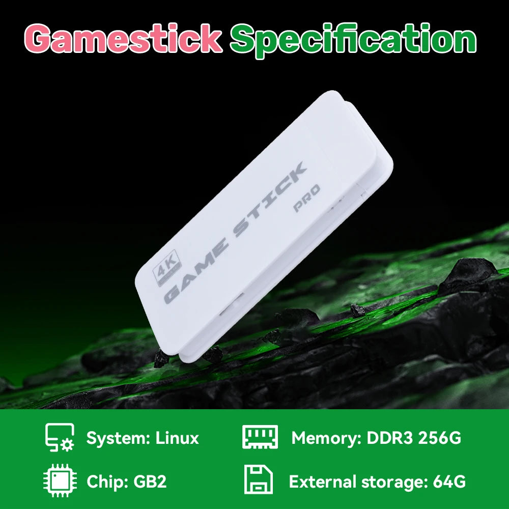 M15 Game Stick 4K UHD Output Portable Retro Game Console built-in 30000+ Retro Games for PS1/MAME/NES/SNES Plug&Play for TV/PC