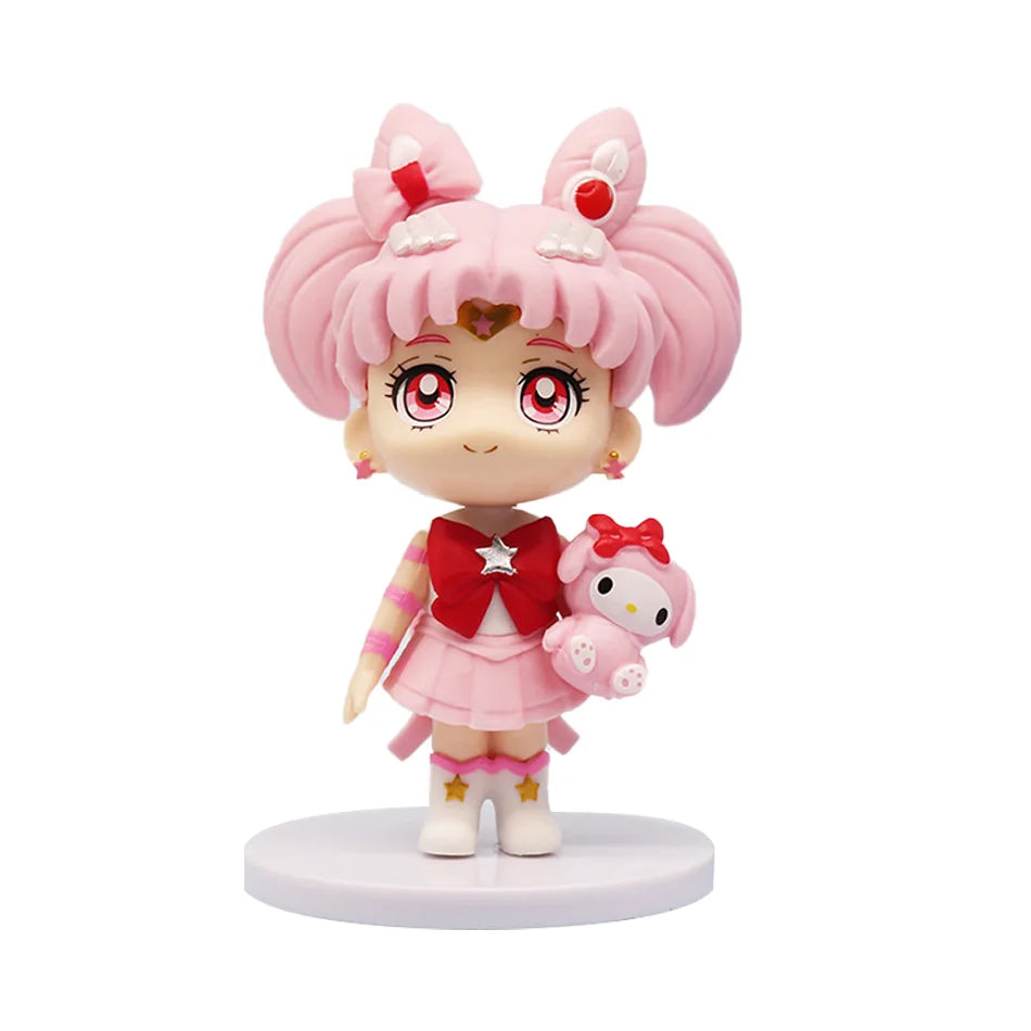 7cm Sailor Moon Anime Figure Tsukino Usagi/Chibiusa/Kino Makoto Action Figure Sailor Mars Jupiter Mercury Venus Figurine Kid Toy
