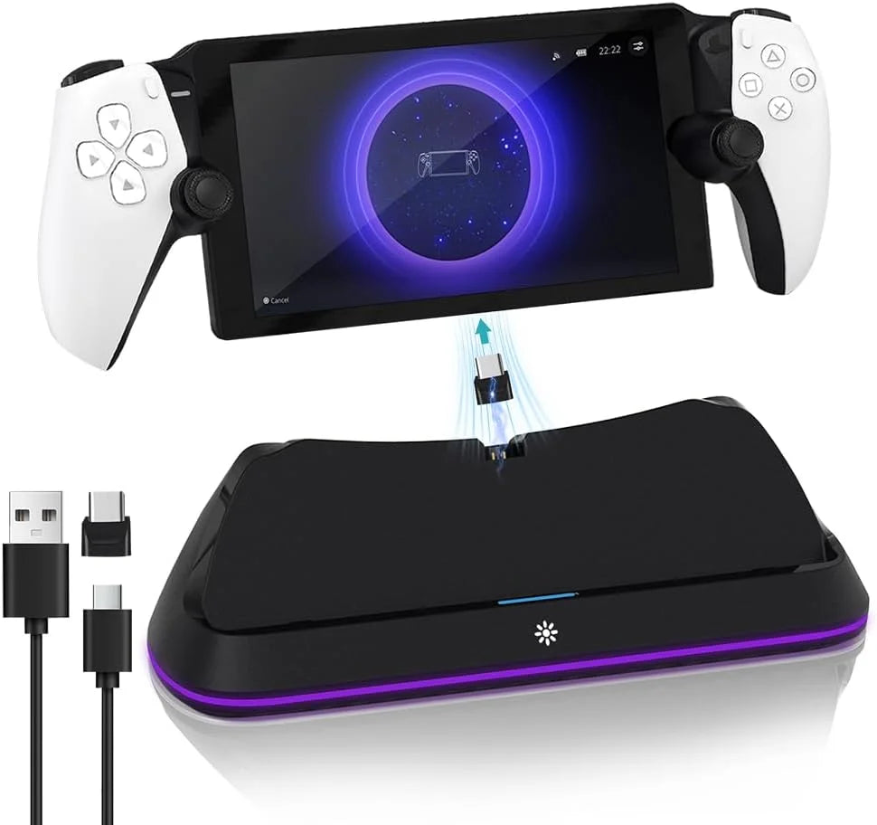 Charging Station for Playstation Portal,PS5 Accessories Kits with Fast Charging & LED Light, Controller Charging Stand HC-3710