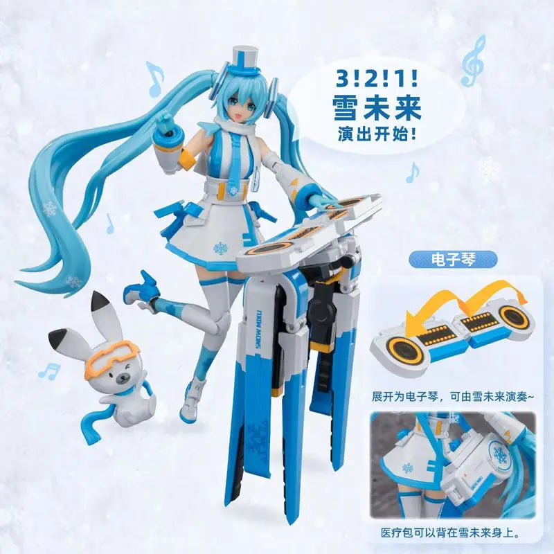 2026 New Hatsune Miku Snow Miku Echoing Frost Limited Edition Reindeer Snowmobile Assembly Model With Cloak Anime Figure Toy