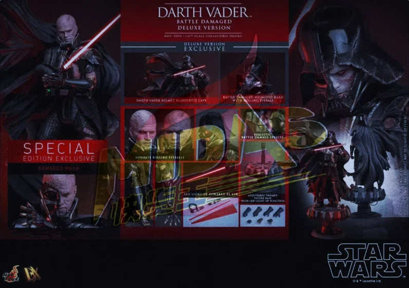 Genuine Hot Toys 1/6 Dx44 Dx45 Star Wars Darth Vader Battle Damage Edition Doll Decoration Surprise Birthday Gift