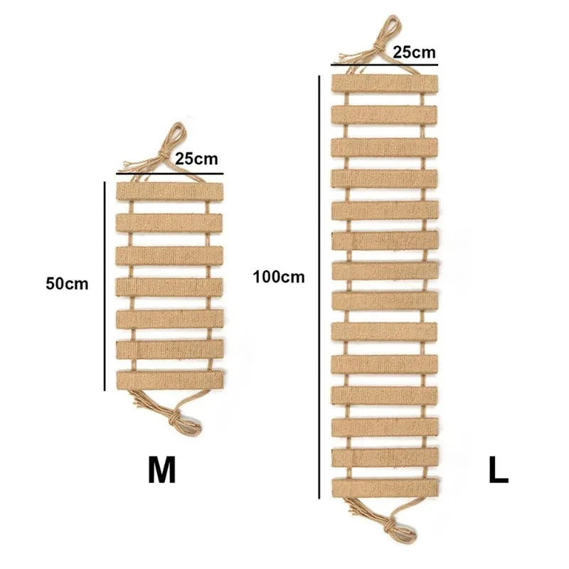 Cat Climbing Ladder Bridge for Cats Cage Sisal Wooden Rope Ladder Pet Furniture Kitten Climber Scratching Post Kitten Toys Tree