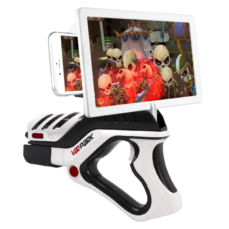 Gun-shaped gamepad with built-in phone holder and game APP, for mobile phone gyro shooting games, mobile deviice game controller