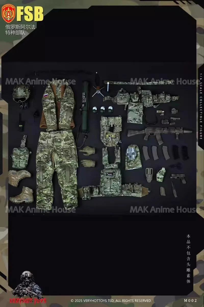 VERYHOT M002 1/6 Russian Alpha Special Forces Clothing Accessories Set Model Fit 12''Male Soldier Action Figure Body Doll