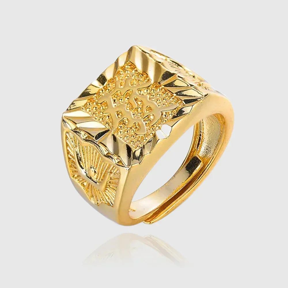 Nicht verblassender 18-karätiger Goldring für Männer, Anillos Mujer, Stein-Edelstein, echter 18-karätiger Goldschmuck, Anillos de Hiphop Origin Rings Box Bizuteria