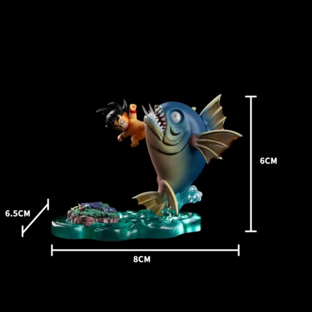 6 cm/2,4 Zoll Anime Dragon Ball Z Figur Goku Kick Shark Actionfigur Statue Sammlermodell Spielzeuggeschenk
