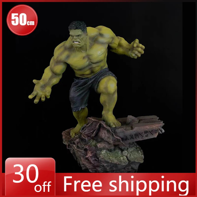 50cm Marvel Comics Figure Robert Bruce Banner Hulk Large Resin Anime Collection Model Desktop Ornament Decorations Children Toys