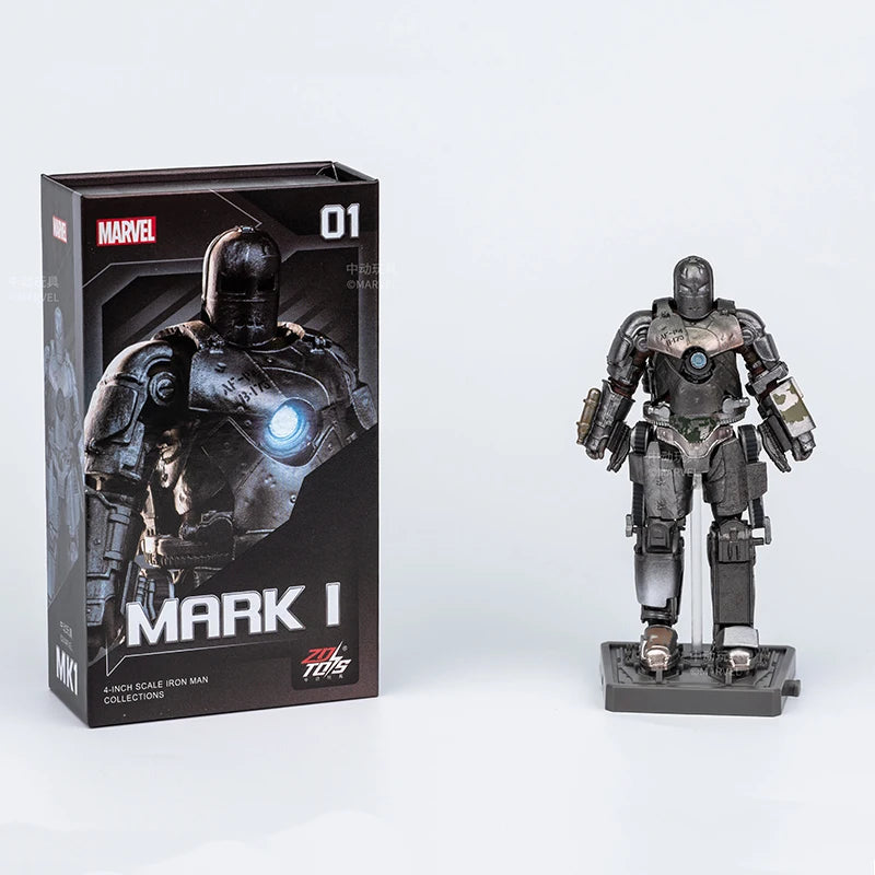 7Pcs/Set ZD Original Iron Man GNAKU Set 1/20 4inches Action Figures Marvel legends MK1 MK2 MK3 MK4 MK5 MK6 MK7 Model Doll Toy
