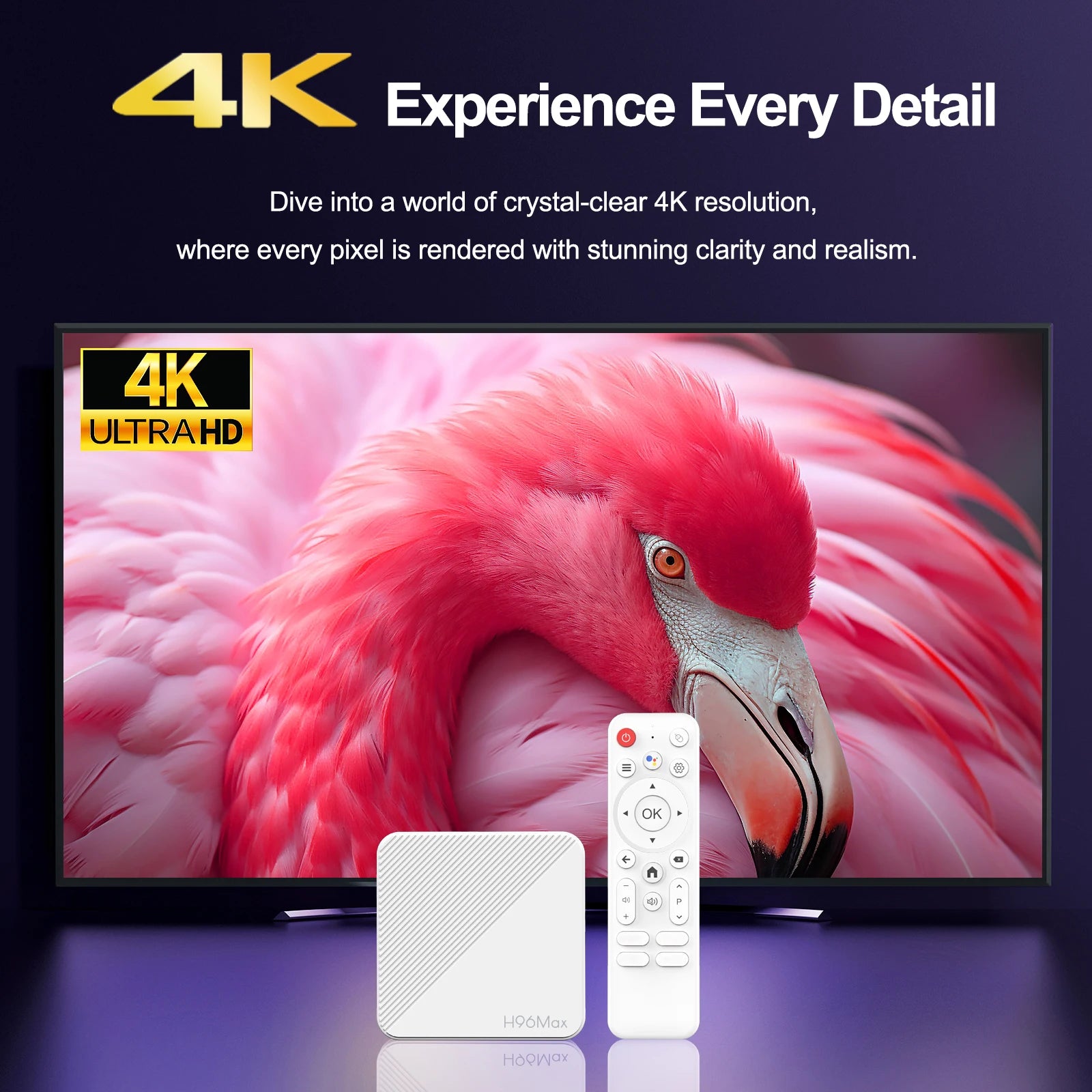 H96 MAX H313 Smart TV Box Android 14 ATV TV Box 4K@60fps 100M/LAN Wifi6 BT5.0 Google Voice Assistant Media Player Set Top Box