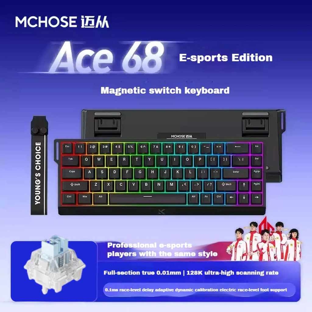 MCHOSE Ace68 Kabelgebundene mechanische Gaming-Tastatur – 68 Tasten, ultrakompaktes Layout, RGB-Hintergrundbeleuchtung, extrem niedrige Latenz, Typ-C, kabelgebunden