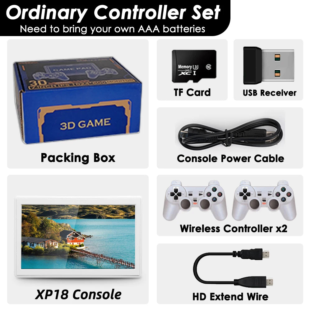 AMPOWN XP18 TV Game Console HDMI Output 7'' Screen 4000mAh Battery Portable Video Console Wireless Controller Supports Simulator