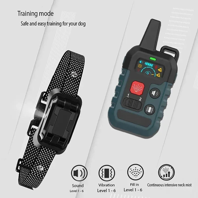 Remote Control Electronic Pet Shock Spray Anti-Barking Training Collar, New Professional Spray Dog Training Device, Color Screen