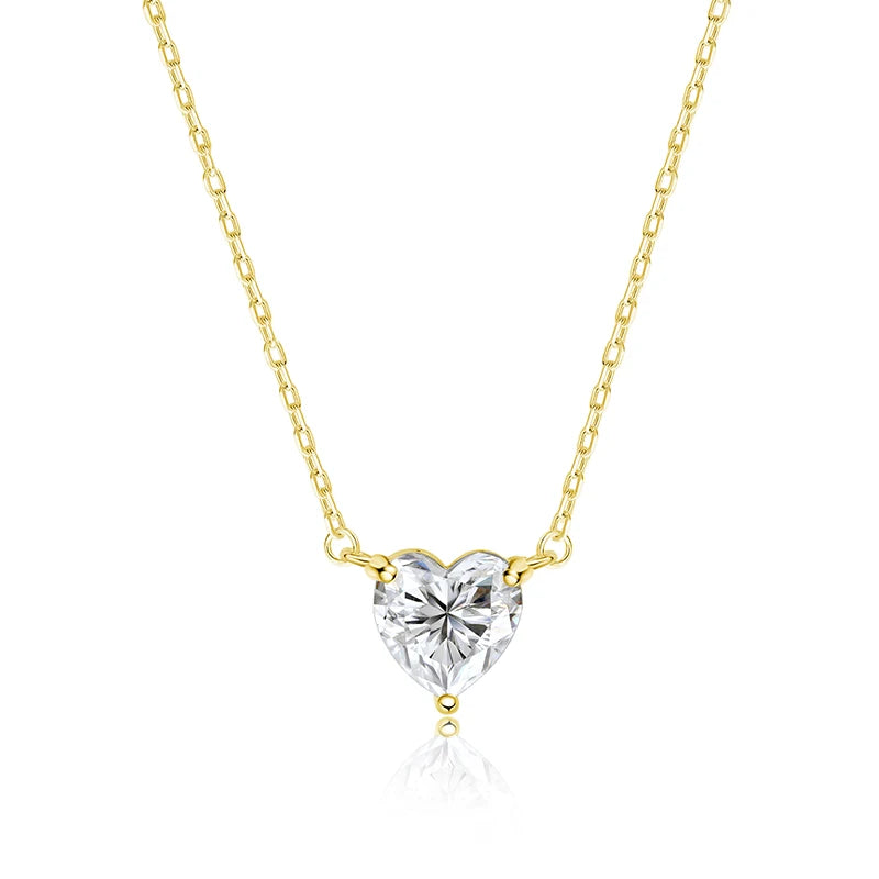 Smyoue 1CT 2CT 3CT Herzschliff zertifizierte Moissanit-Halskette für Damen, 18 Karat vergoldeter Schmuck, Sterlingsilber S925, Anhängerkette