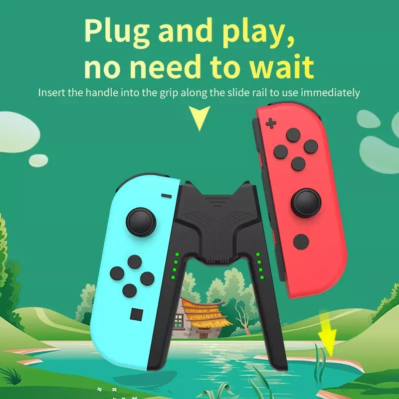 2023 Charging Grip Bracket for Nintendo Switch Joycon Controller Handle Grip Holder Charging Station with LED for NS OLED Joycon