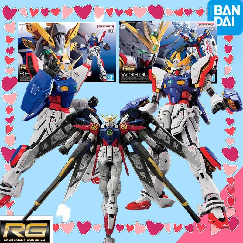 High quality Bandai GUNDAM RG 1/144 WING GUNDAM ZERO SHINING GUNDAM Anime Action Figure Assembly Model Toys Collectible Model