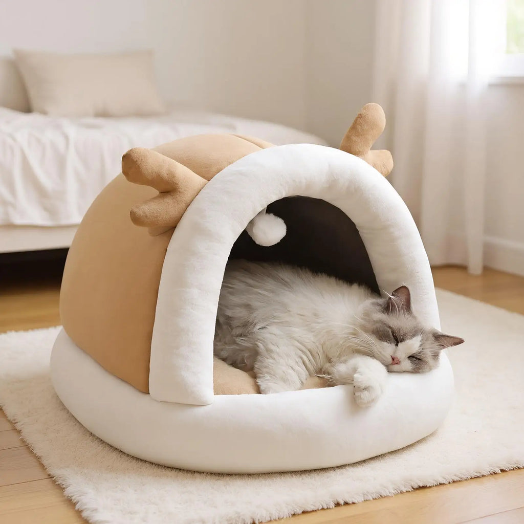 Cat Bed Warm Pet House Kitten Cave Cushion Cat House Warm Sleeping Dog Basket Tent Small Dog Mat Supplies Bed For Cats
