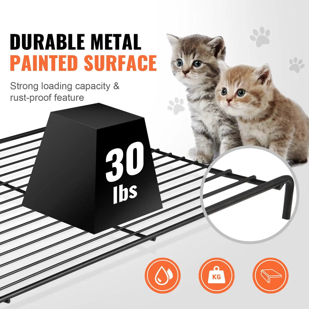 Catio, 4-Tier Large Cat Cages Indoor, Detachable Metal Playpen Enclosure with 360 Rotating Casters,