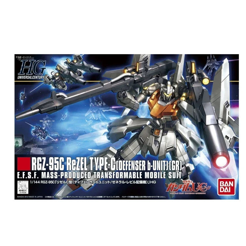 Bandai Genuine OriginaL HGUC RGZ-95C REZEL TYPE-C(DEFENSER B-UNIT)(GR)1/144  Action Figure Toys For Boys Girls Kids Christmas