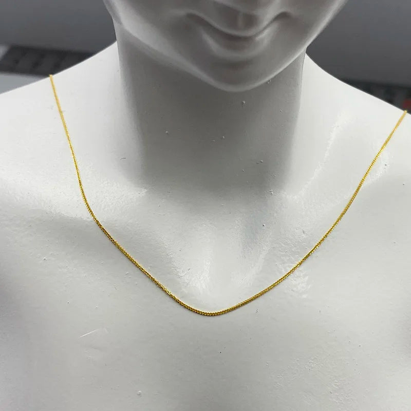 Biggest Promotion 18k Au750 Gold Necklace Clavicle Chopin Chain High Luster Good Quality for Women Ladies Girl DIY Jewelry Hot