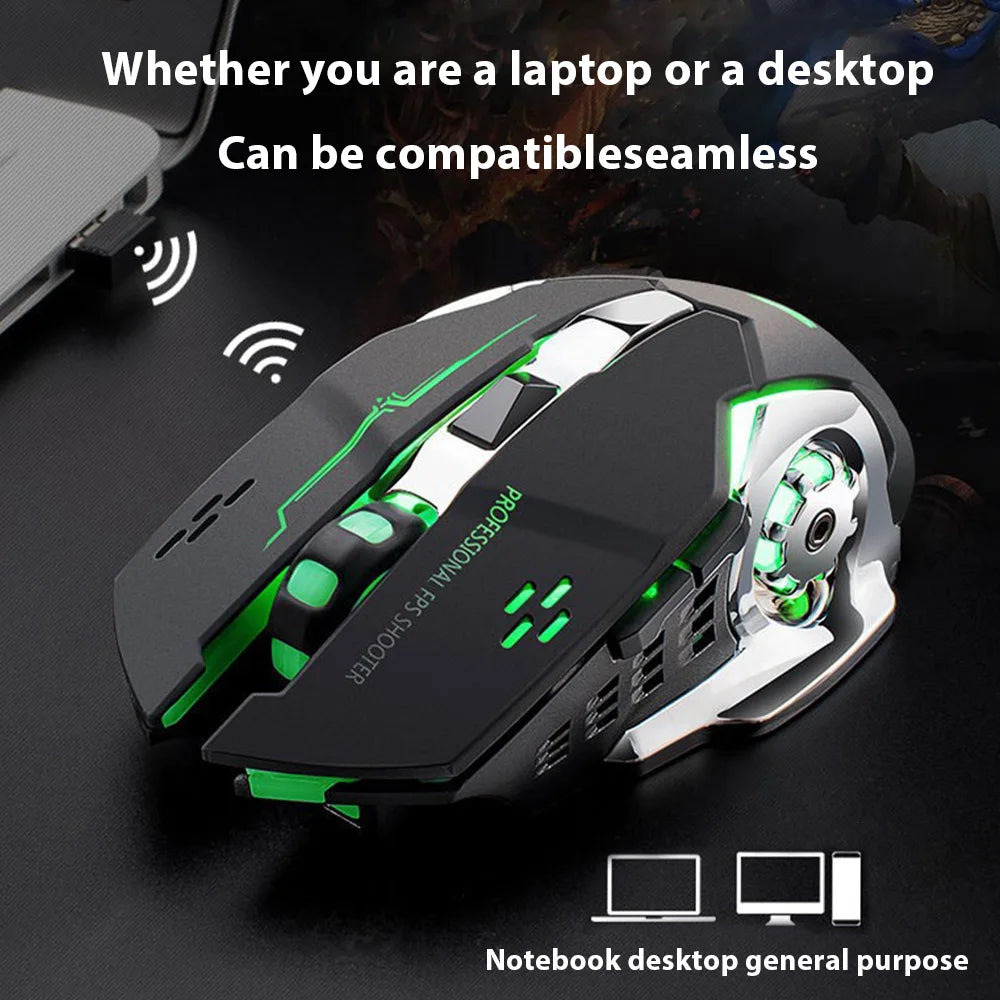 Gaming-Maus, 2,4 G Bluetooth, kabellose, wiederaufladbare Maus für Laptop, RGB-Hintergrundbeleuchtung, mechanische E-Sport-Maus für PC-Computer-Gamer
