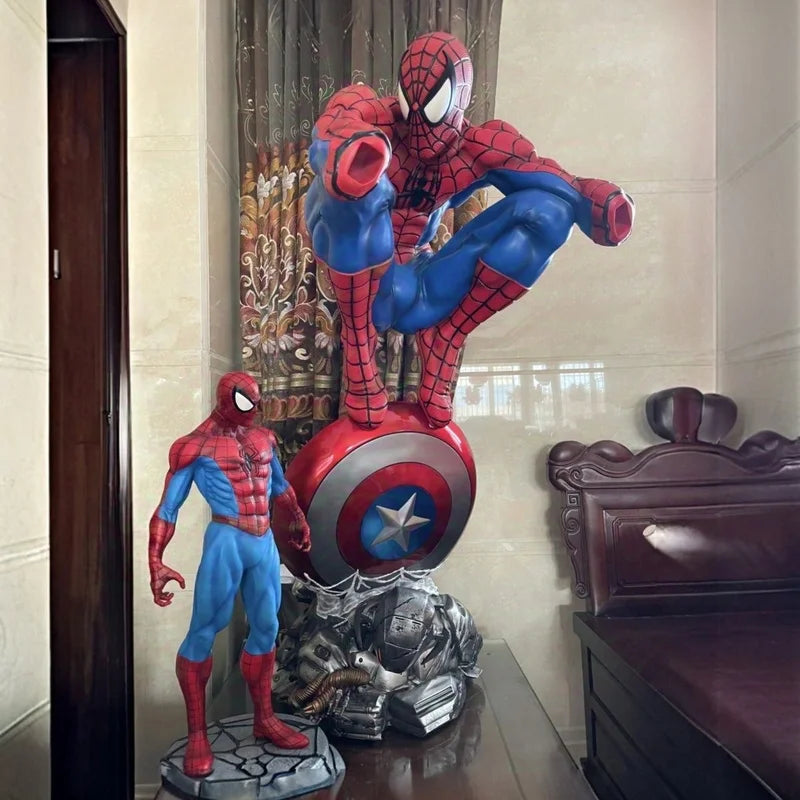 Marvel Spiderman Resin Statue Collectible Action Figure Classic Red Blue Design Home Decor Birthday Gift For Comic Movie Fans