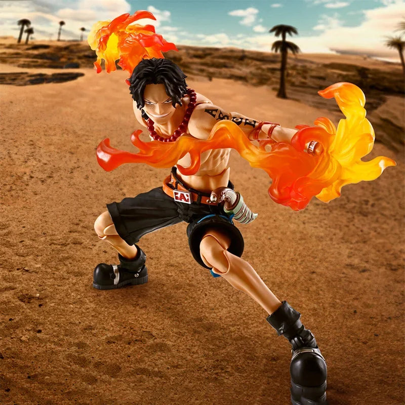 Bandai SHF S.H.Figuarts One Piece PORTGAS.D.ACE FIRE FIST Figure Finished Model Anime Action Toy Gifts for kids  SOLDIER SET