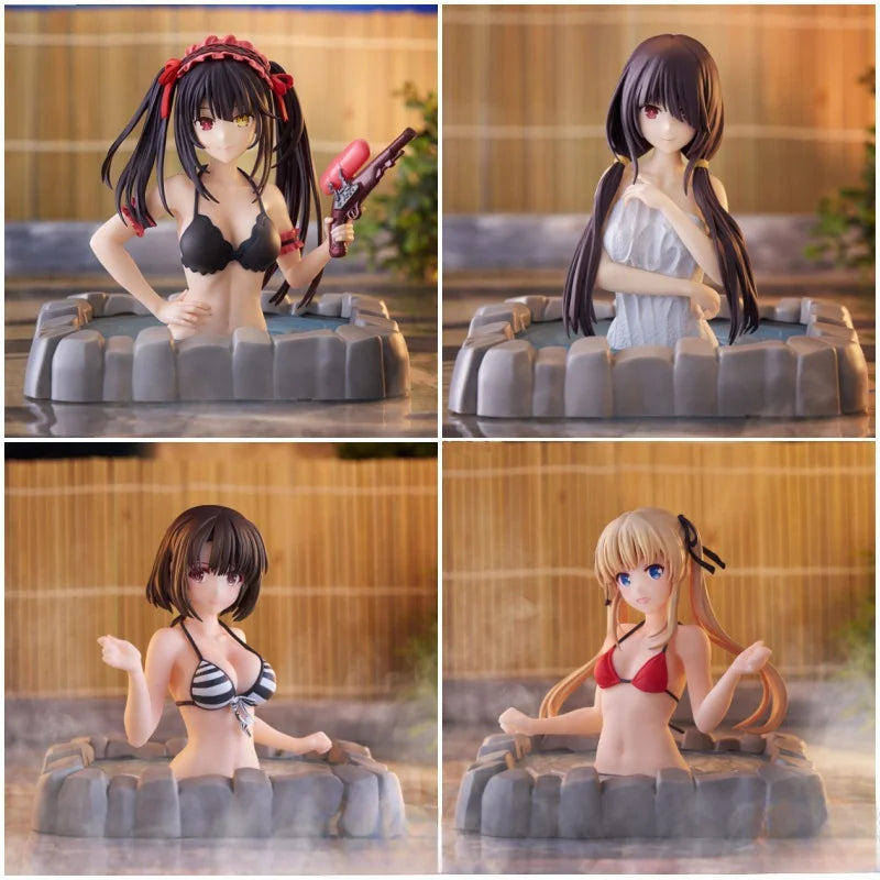 New Original Date A Live Hot Spring Tokisaki Kurumi Megumi Kato Sawamura Series Anime Figure Model Desktop Ornament Toys Gift
