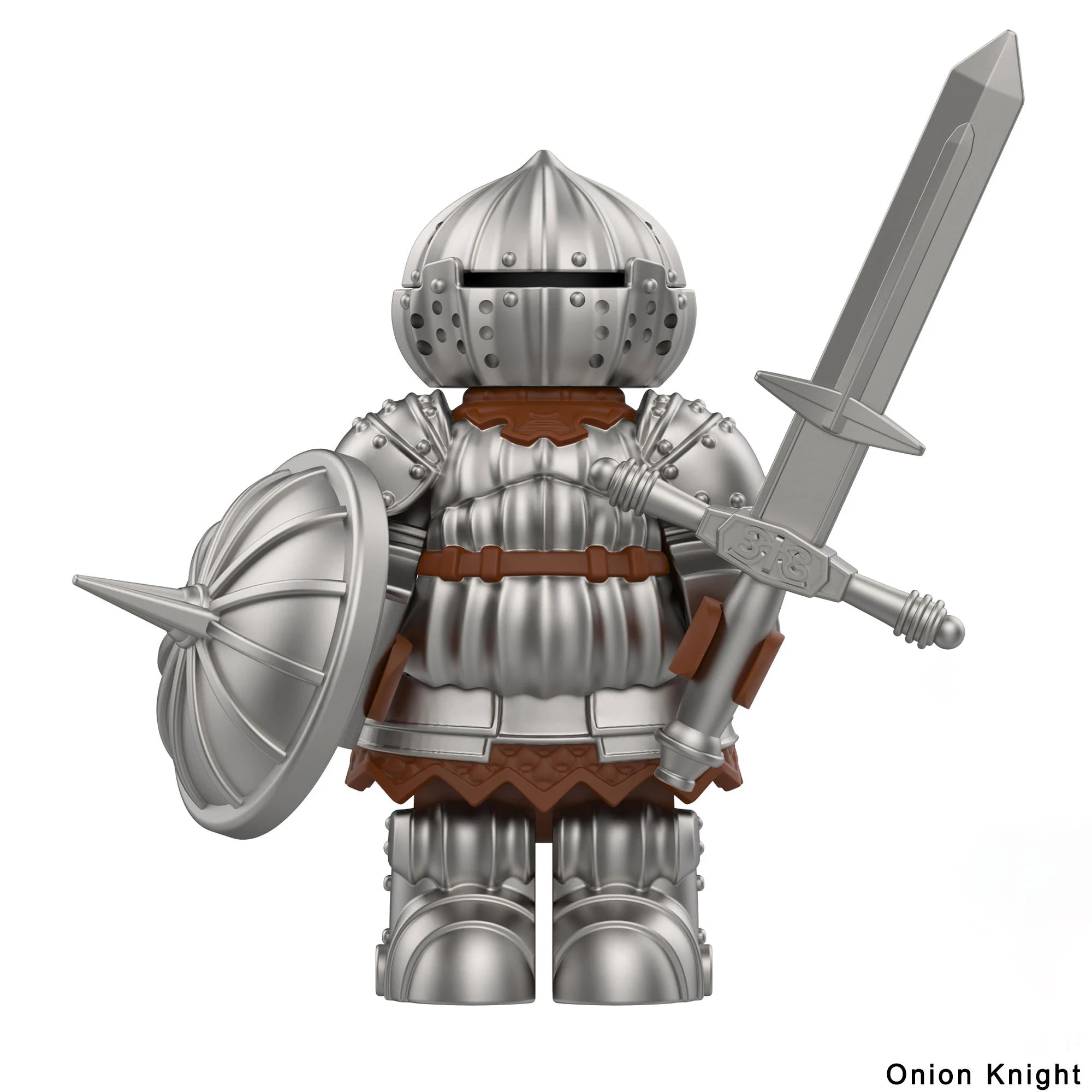 Medieval Onion Knight Detailed Black Knight Armor figure with Big belly, movable body building blocks toys