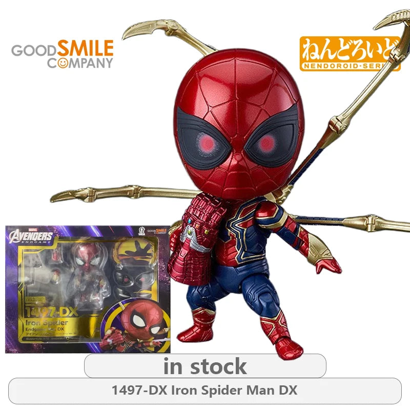 GSC Original NENDOROID Avengers: Endgame Series 1497-DX Iron Spider Man DX\988 Iron Man Mark50 Anime Action Figure Model Toys