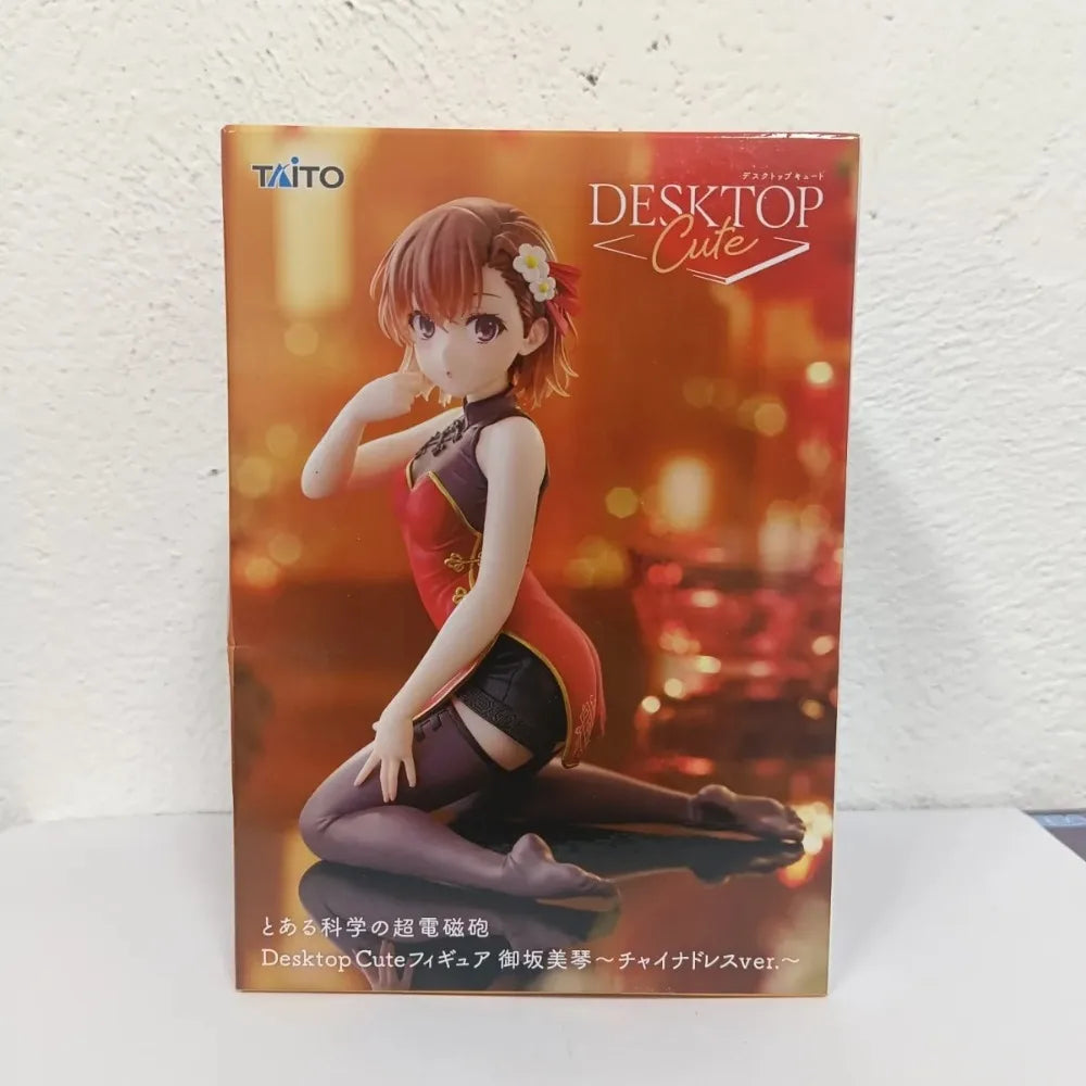 In Stock TAITO Original Genuine Anime To Aru Kagaku No Railgun Misaka Mikoto Chinese Dress 13cm Model Toys Desktop Cute Figure
