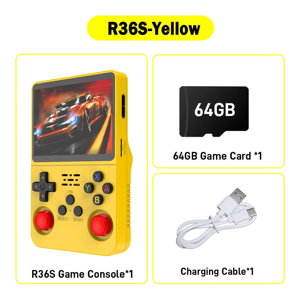 R36S Retro Handheld Video Game Console Linux System 3.5 Inch IPS Screen R35s Pro Portable Pocket Video Player 64GB/128G Games