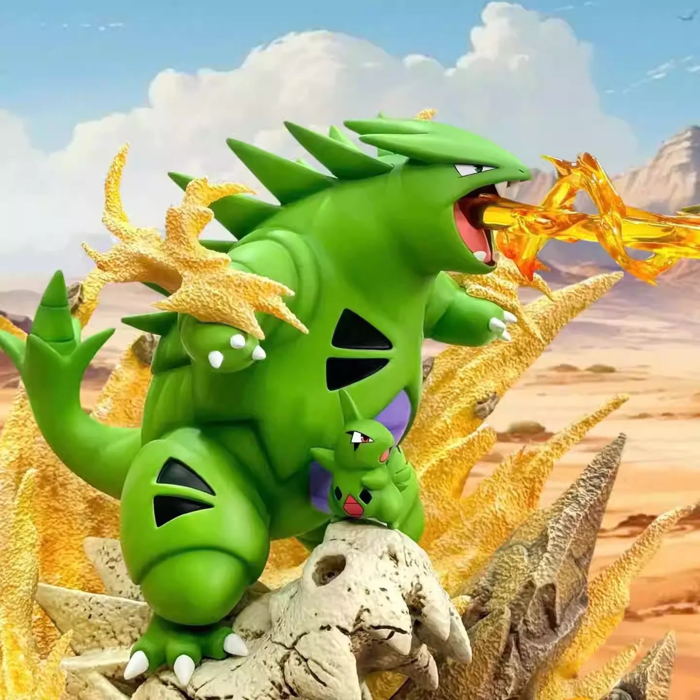New Tyranitar figure Anime Figures Sand Series Family Figurine Tyranitar Sandstorm Scene Pvc Stutue Collection Model Toys Gift