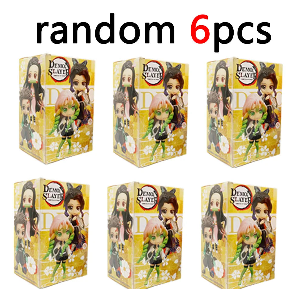 Demon Slayer Q Version Anime Figures 8Pcs Set Tanjiro Nezuko Hashira Collection PVC Model Birthday Christmas Gift for Kids