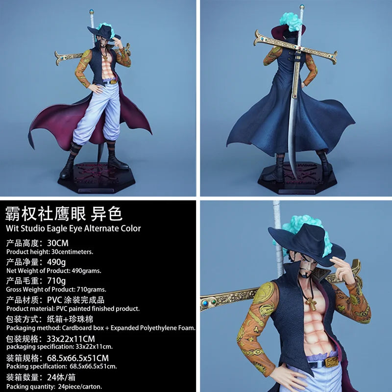New 28cm ONE PIECE Anime Figures Dracule Mihawk Figures Eagle Eye Display PVC Model Statue Collectible Decoration Boys Toy Gifts