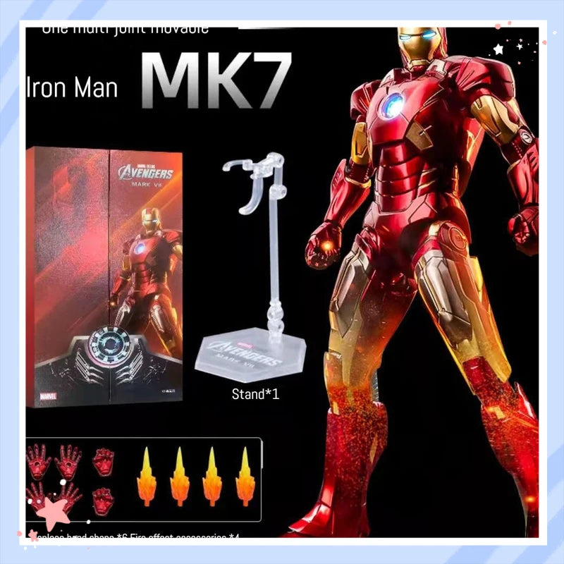 ZD Toys Marvel Iron Man MK2 Action Figure 18cm 20 Articulated Joints With Illuminated Charging Hall Of Armor Extra Hands