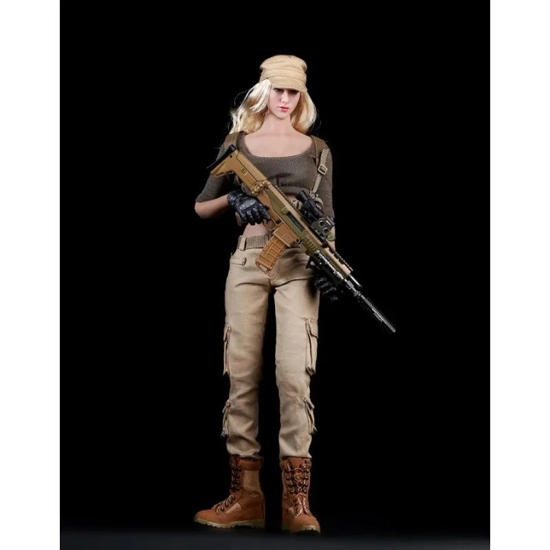 Fire Girl Toys FG010 1/6 Scale Female Gunner Suit Model T-shirt Pants Belt Hat Pistol Holster for 12'' Action Figures Body