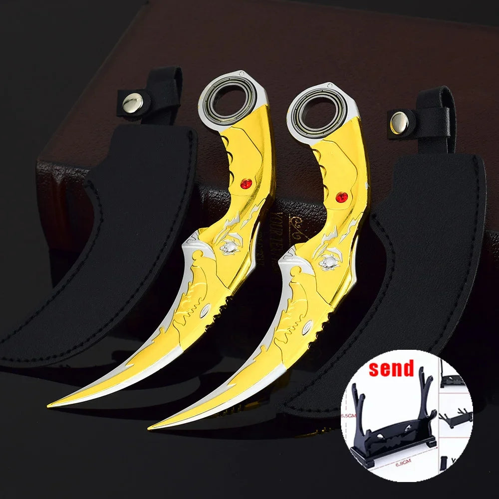 6,7 Zoll chinesischer Drache Karambit Metall Dark Moon Double Thorn Modell Spiel Leben und Tod Peripheriegeräte Golden Dragon Claw Knife Toy