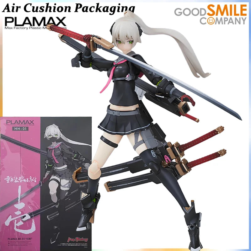 GSC Genuine PLAMAX Series Heavily Armed Girl Student I Early Mecha Girl Xi-III Samurai Ninja Action Figures Model Toys Gifts