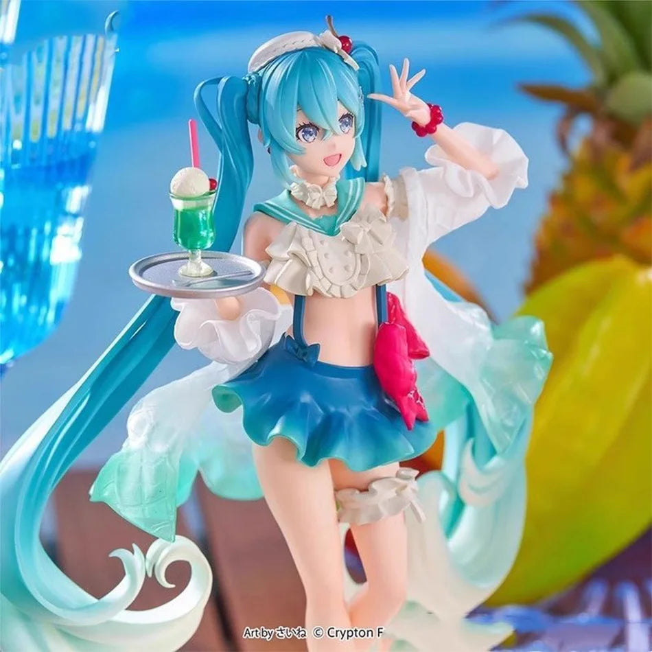 Hot sales Hatsune Miku figure Soda  cream dress The Props Desktop Decoration Collection PVC Model Toys Kids Gifts