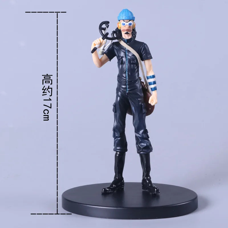 Anime One Piece Brook Chopper Usopp Robin Franky Black Suit Ver. PVC Actionfigur Statue Sammlerstück Modell Kinderspielzeug Puppe 17cm